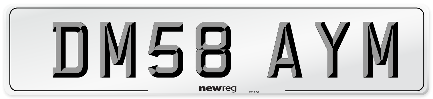 DM58 AYM Number Plate from New Reg